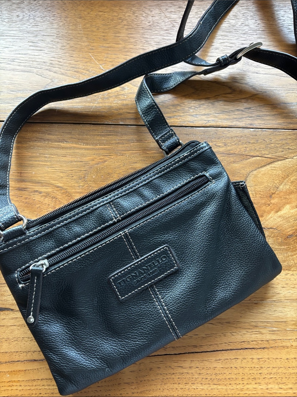 Black Tignanello Leather Crossbody Bag
